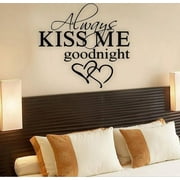 Always Kiss Me Goodnight Home Decor Wall Sticker Decal Bedroom Vinyl Art Mural Christmas Wall Stickers Removable Wall Stickers for Girls Room Anime Peel and Stick Wallpaper Letter Stickers for Wall